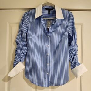 NWT White House Black Market Preppy Cinch Shirt Size 2